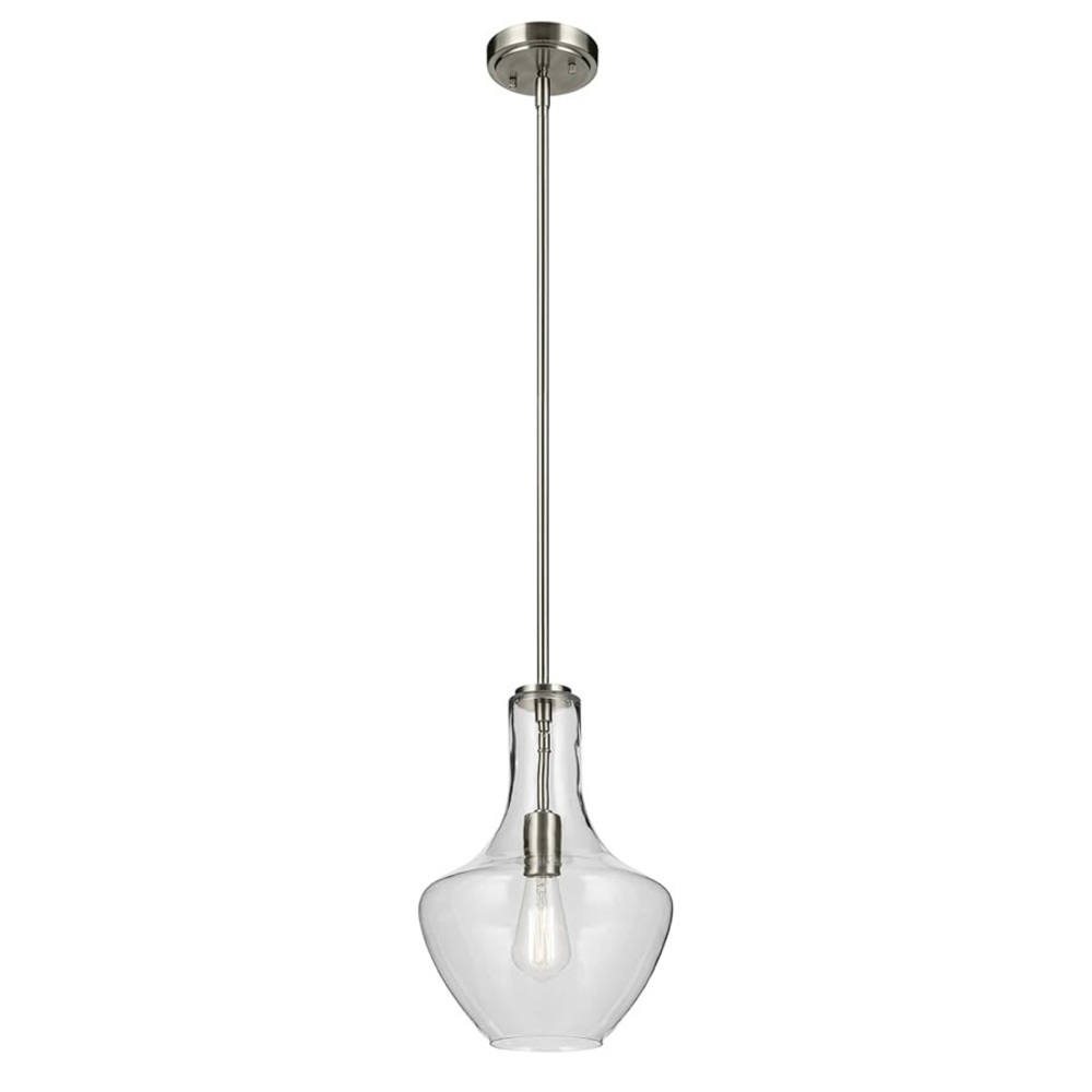 Kichler Everly Kitchen Bell Pendant Brushed Nickel Light Seeded Glass 42141NICS